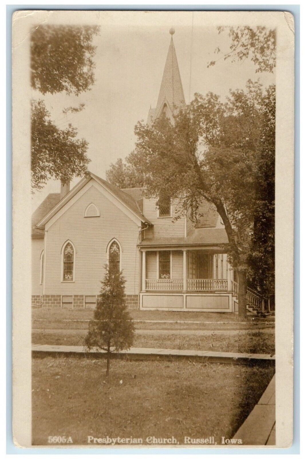 1911 View Of Presbyterian Church Russell Iowa IA RPPC Photo Antique Postcard