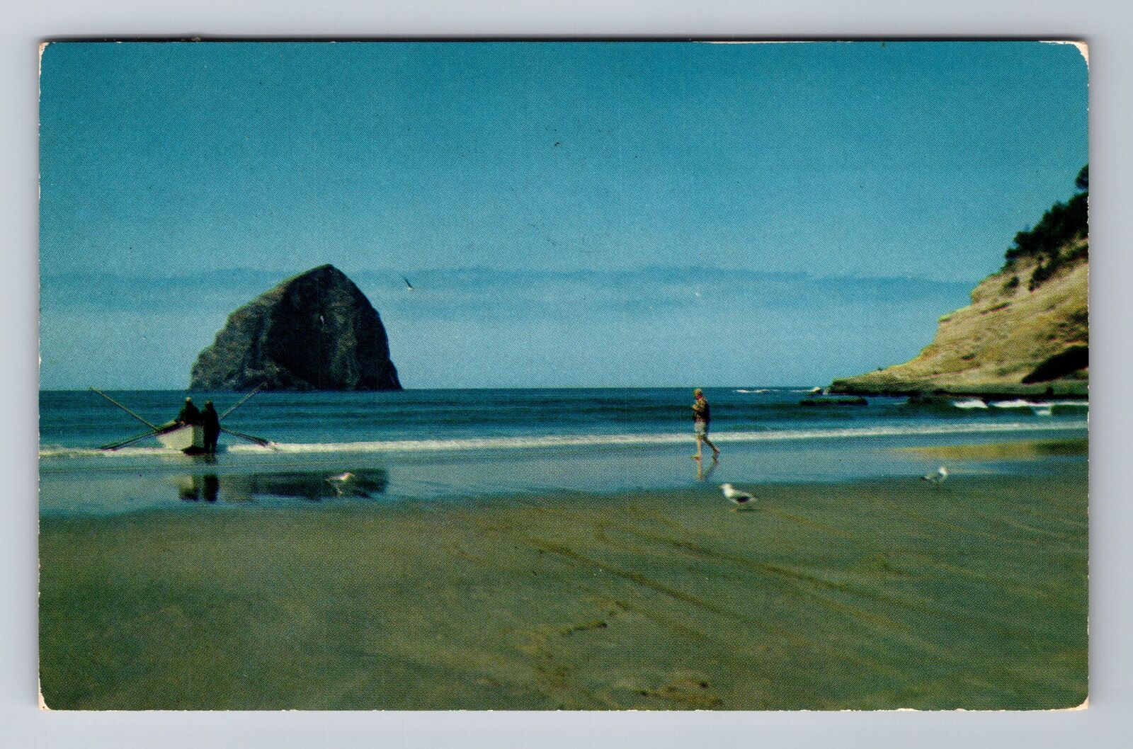 Pacific City OR-Oregon, Haystack Rock, Antique Vintage Souvenir Postcard