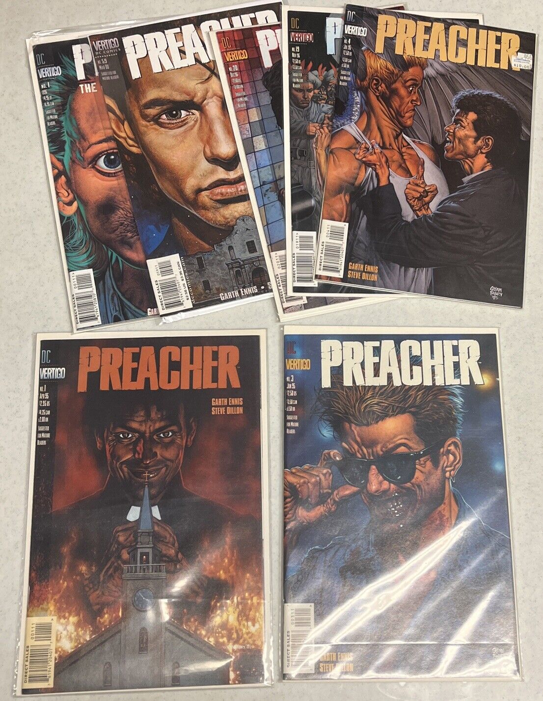 Preacher DC Vertigo 7 Issue Comic Lot 1995 Garth Ennis Issues 1,3,4,19,20,59, 1