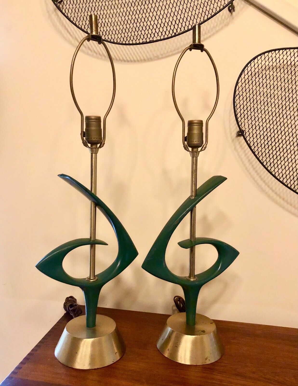 1960s Sculptural Mid Century Modern Lamps Pair