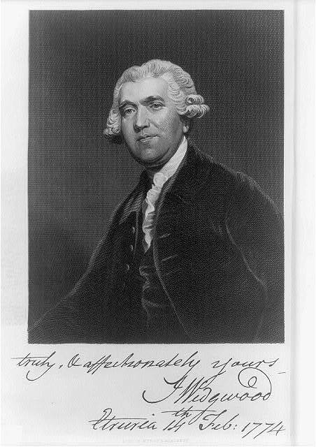 Josiah Wedgwood; facsimile of and inscription and signature below print