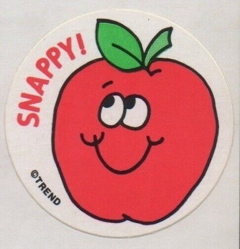 1980s Trend Scratch And Sniff Glossy Snappy Apple Stinky Stickers Single with TM