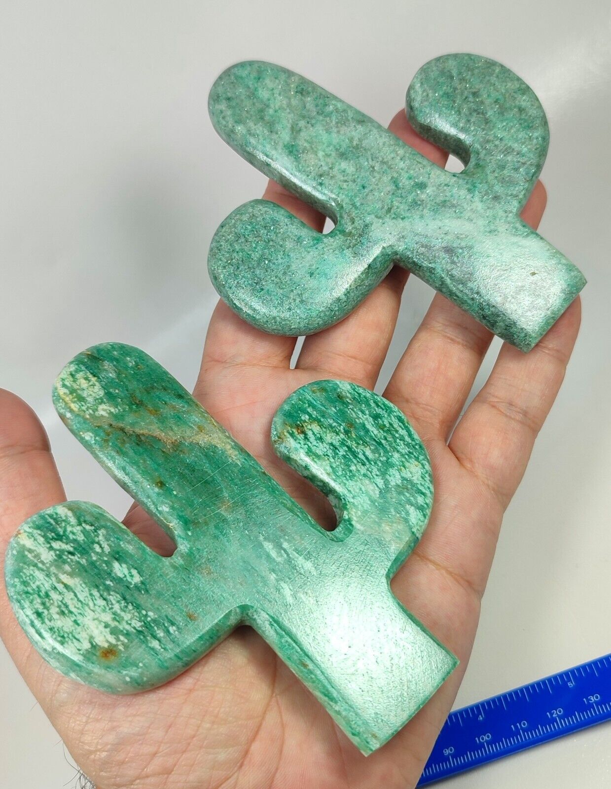 Polished Hand Carved Amazonite Cactus Trees from Karachi/Pakistan 8pcs Crystals