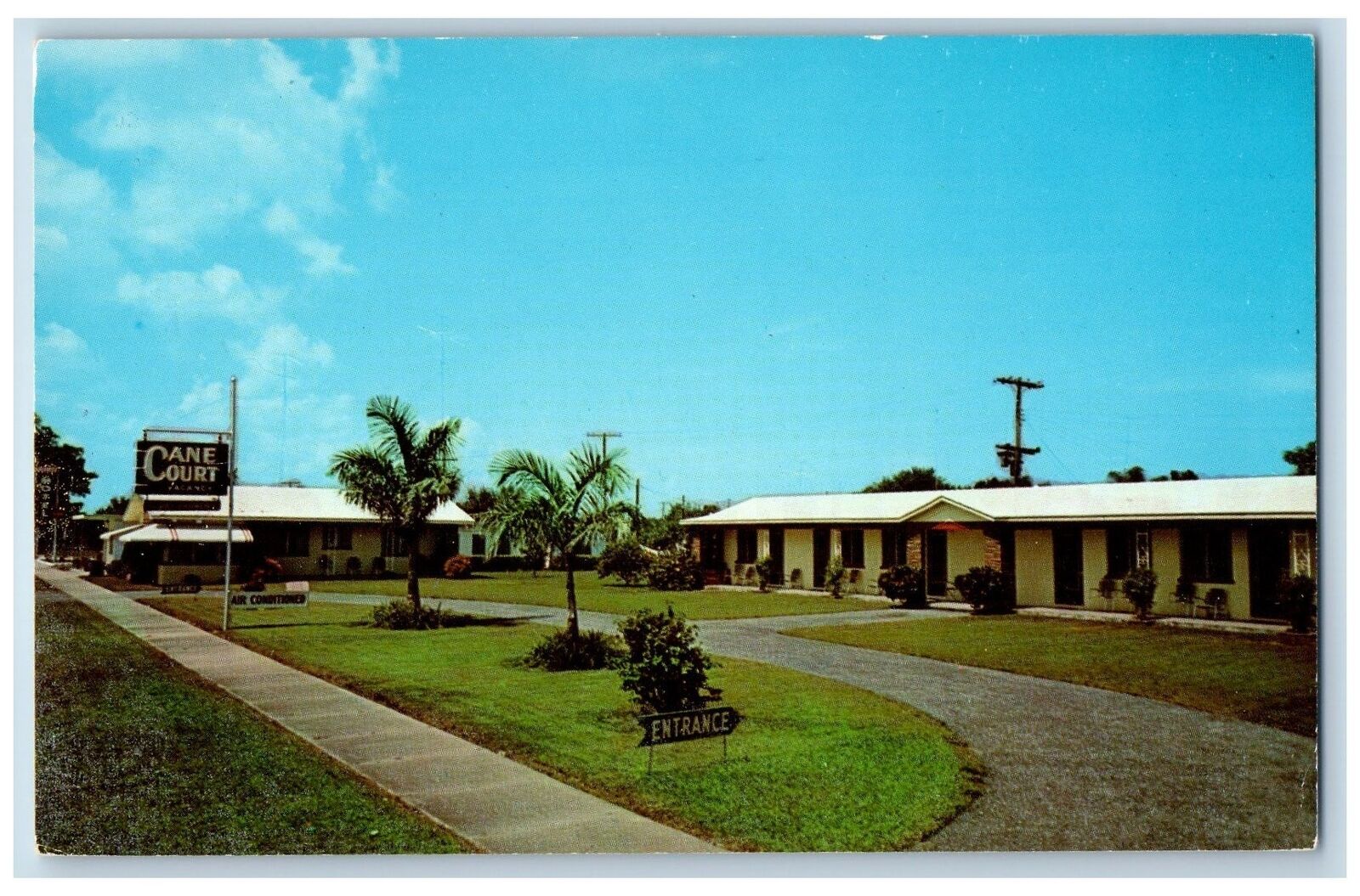 c1950\'s Cane Court Motel & Restaurant Cottage Signage Clewiston Florida Postcard