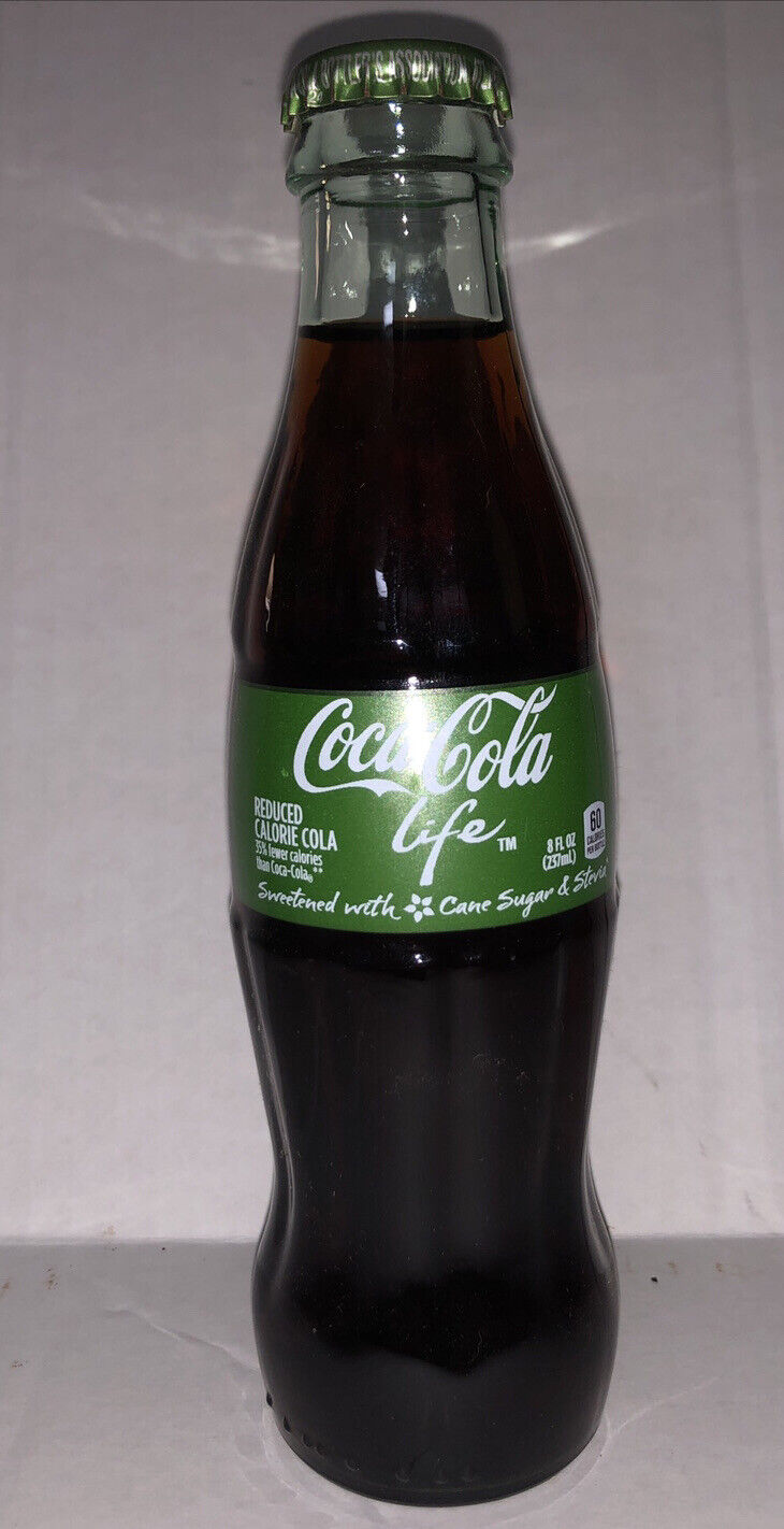 Coca Cola Life Stevia Reduced Calorie 8 FL Oz Glass Bottle Cane Sugar Sealed…