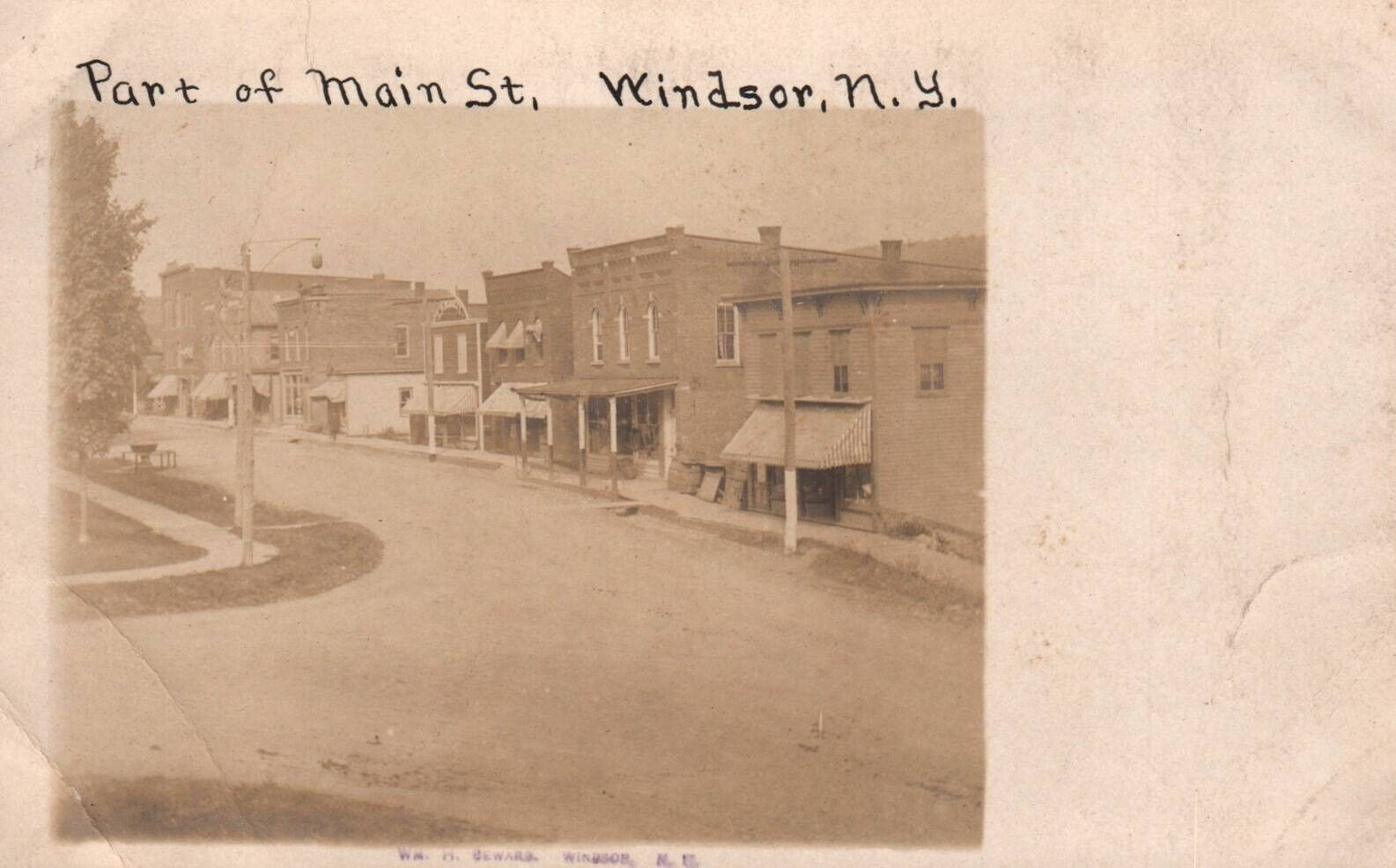 Windsor N.Y. Main Street Storefronts RPPC Vintage Early 1900\'s Postcard