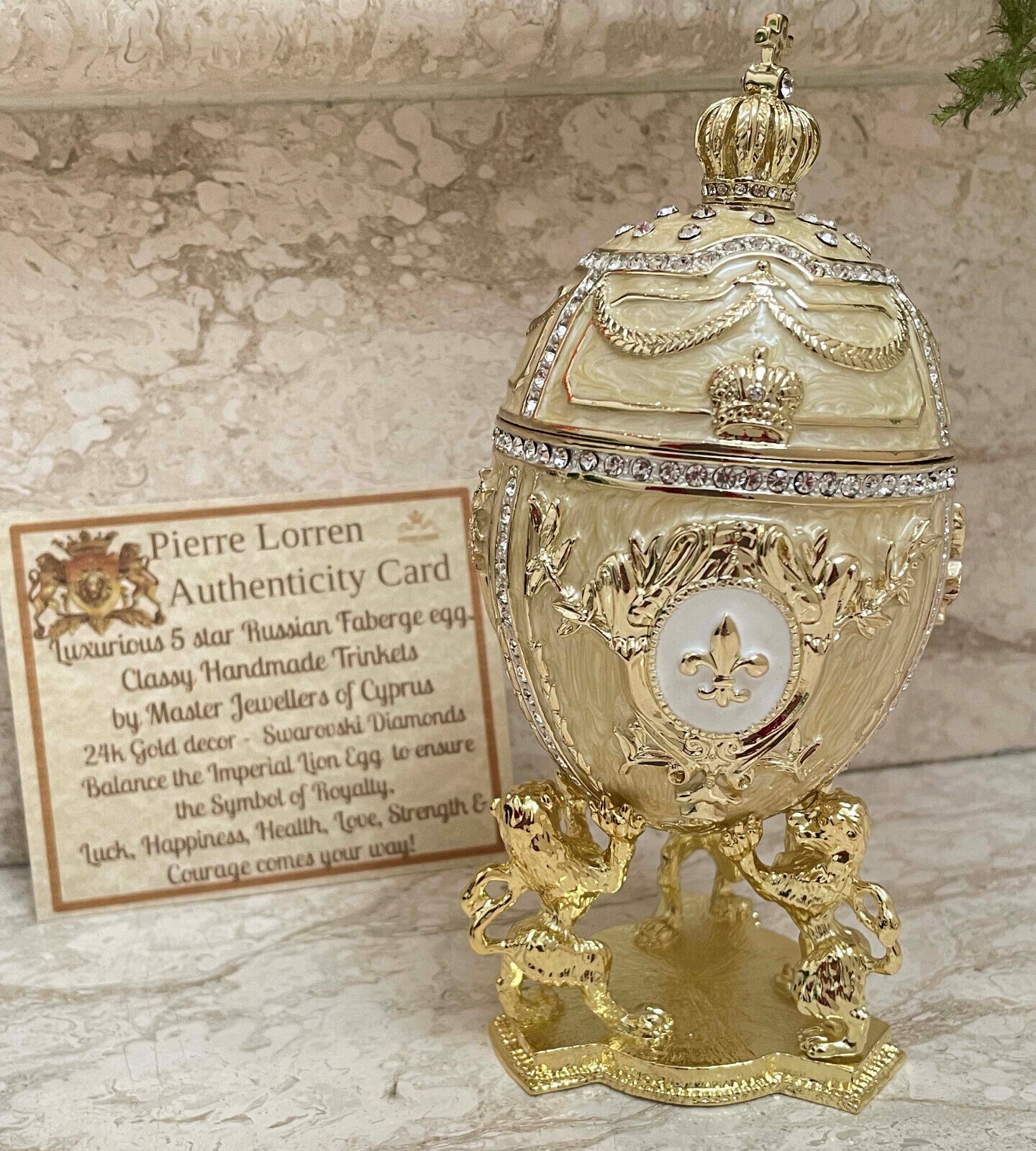 5* Faberge Egg Trinket box 24KGOLD  Fabergé Egg Bridal shower gift for bride 5ct