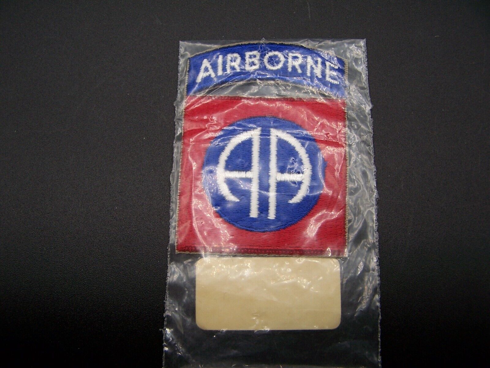 VINTAGE NEW OLD STOCK 82 ND AIRBORNE DIVISION COLORED PATCH WITH TAB IN PACKAGE