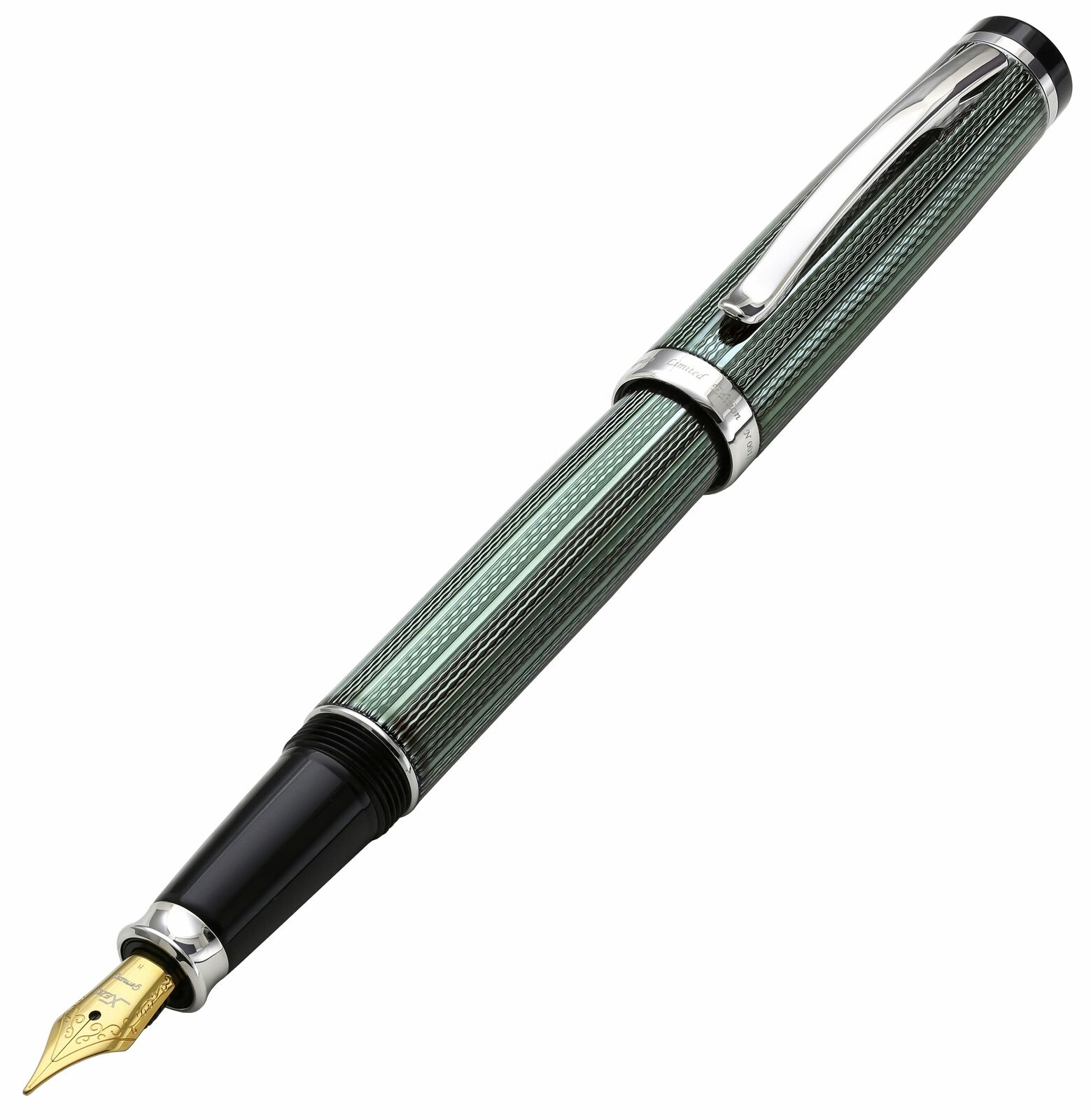 Xezo Incognito Zinc Green Fountain Pen, Medium Nib. LE & Serialized w/ Platinum