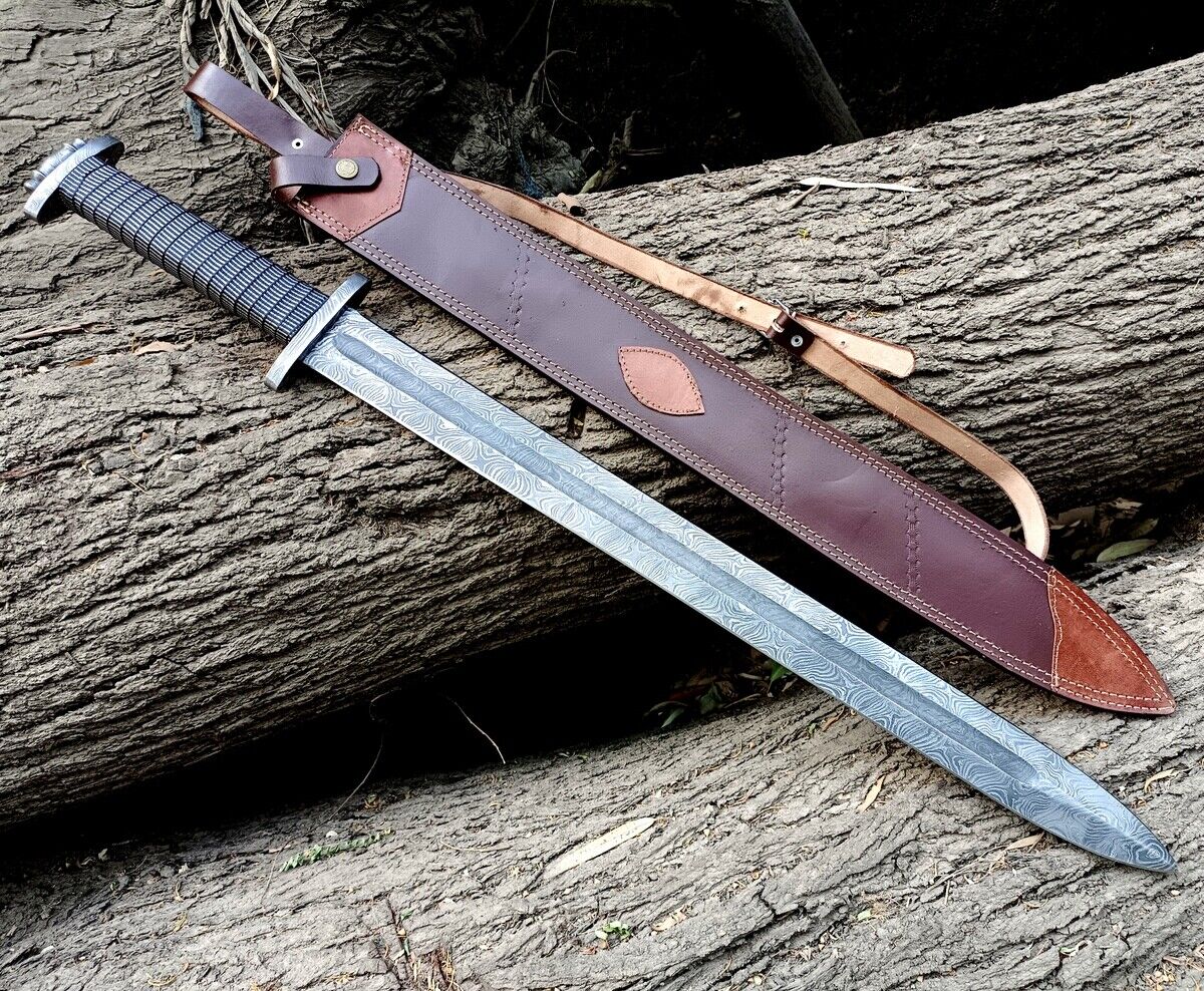 36' Damascus Sword' Custom Handmade Damascus Viking Sword' Hunting Sword Outdoor