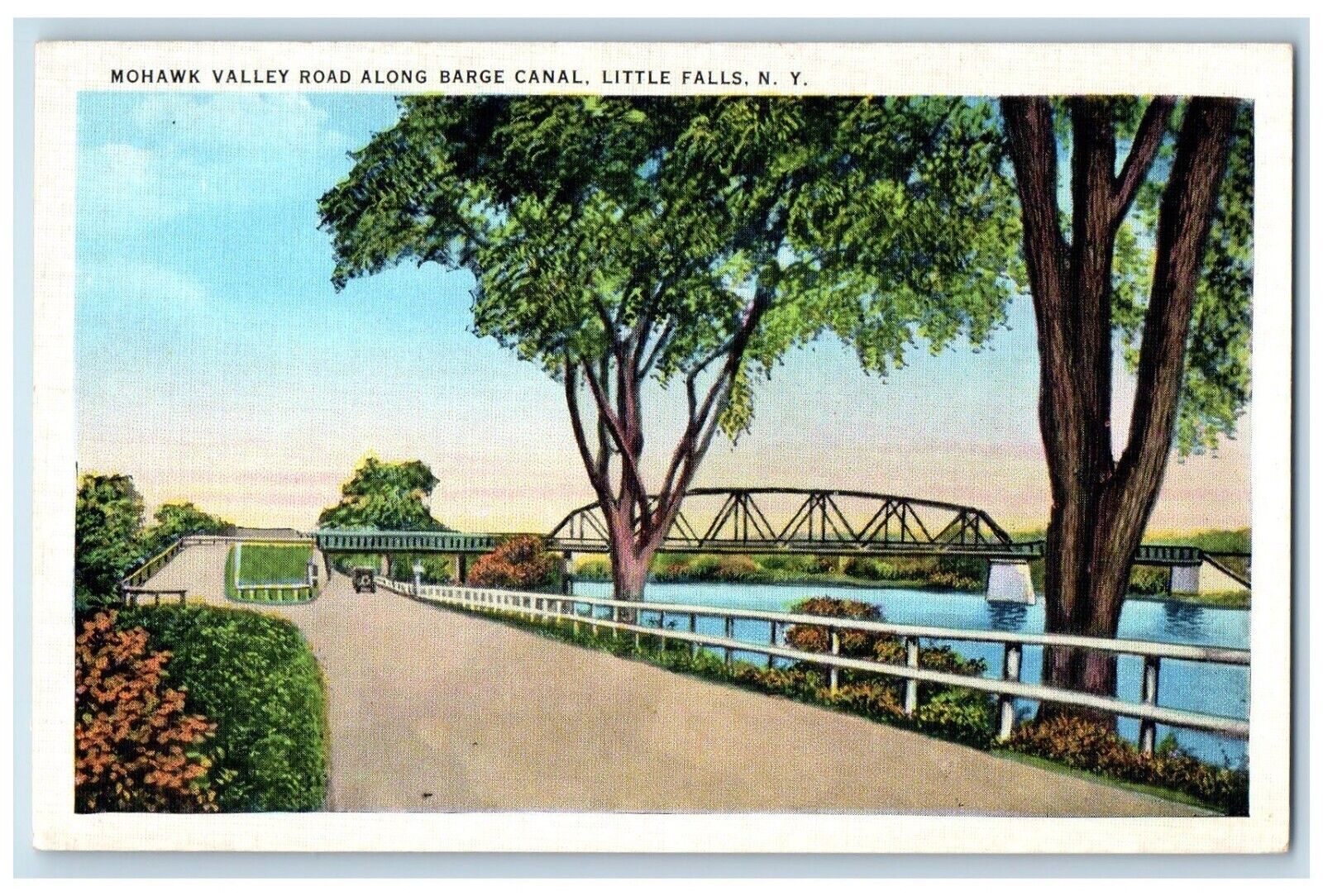 c1910's Mohawk Valley Road Barge Canal Little Falls New York NY Vintage Postcard