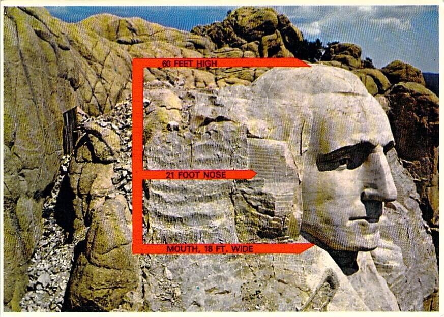 Mt Rushmore National Memorial Profile of Washington-South Dakota  Postcard M21