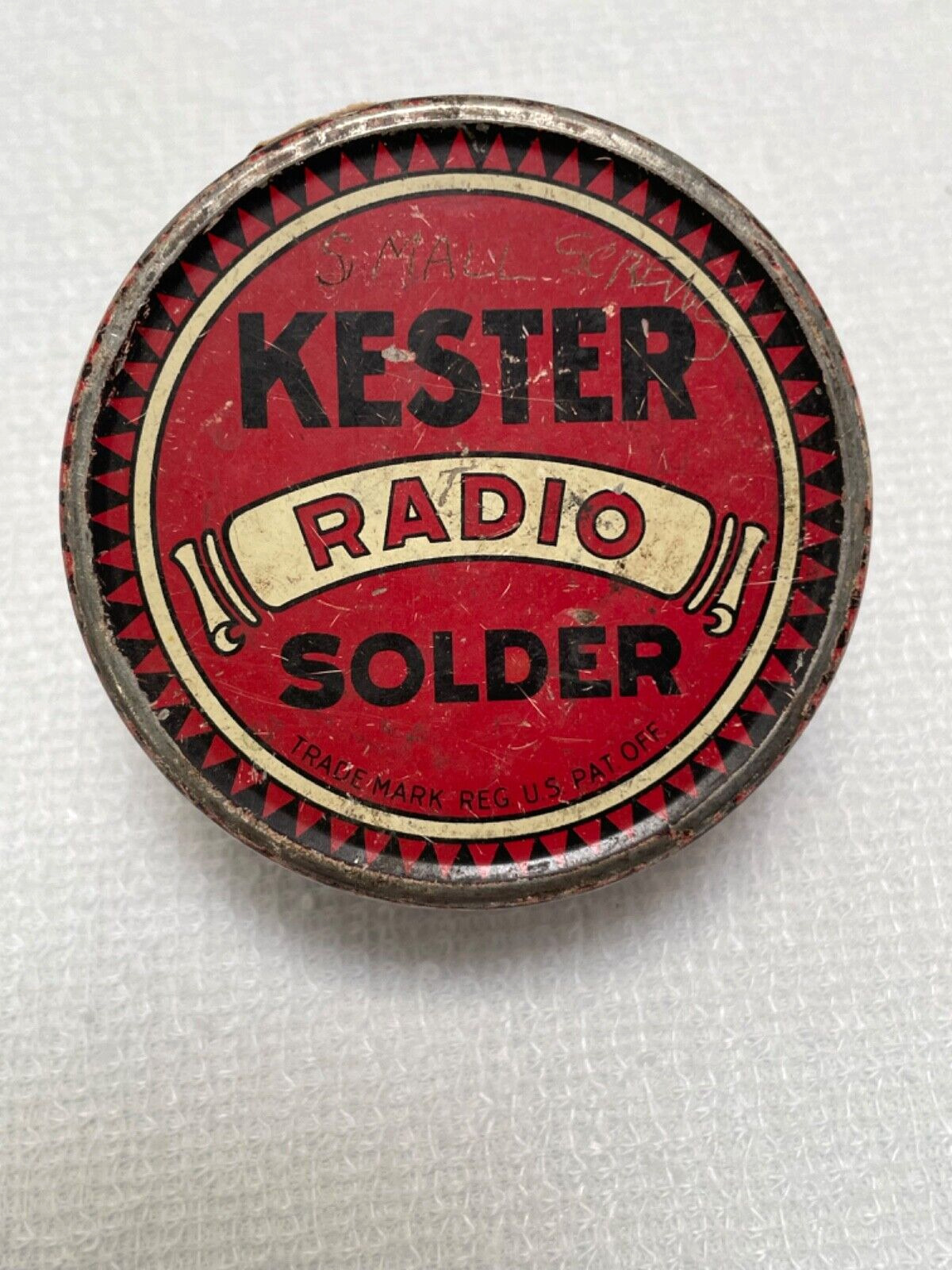 Vintage Kester Radio Solder Tin Small Round Container