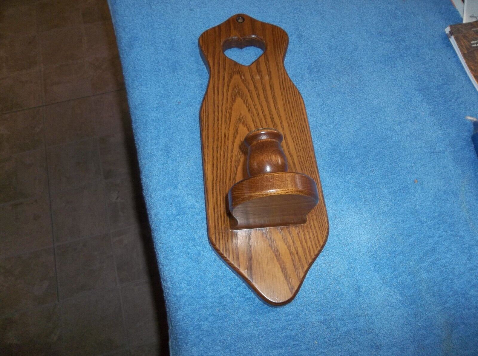 Vintage Farmhouse, Early American Oak Wall Sconce, Candle Included