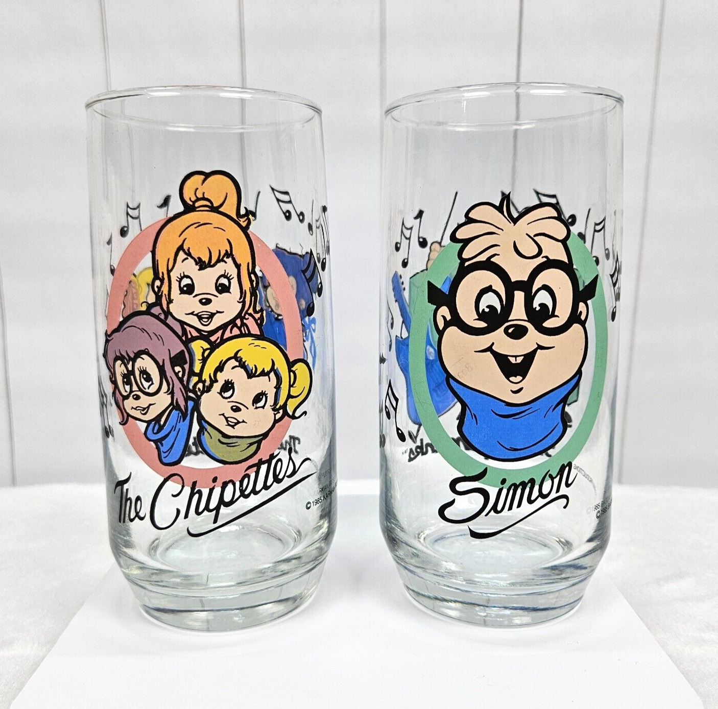 Hardee\'s The Chipettes and Simon From the Chipmunks 1985 Set 2 Libbey Glasses