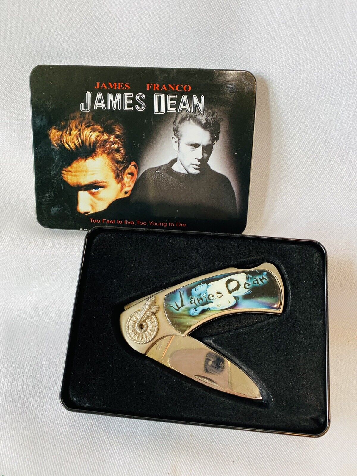 James Dean James Franco Folding Pocket Knife In Collectible Tin
