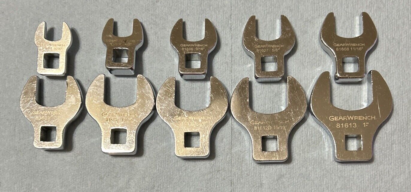 GearWrench 3/8 Dr 10pc Crowsfoot Wrench Set 7/16”-1”