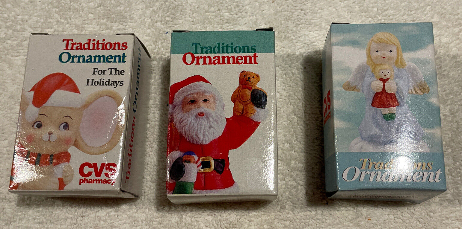 Lot Of 3 Different CVS Christmas  Ornaments 1994 1995 1996 New In Boxes RARE