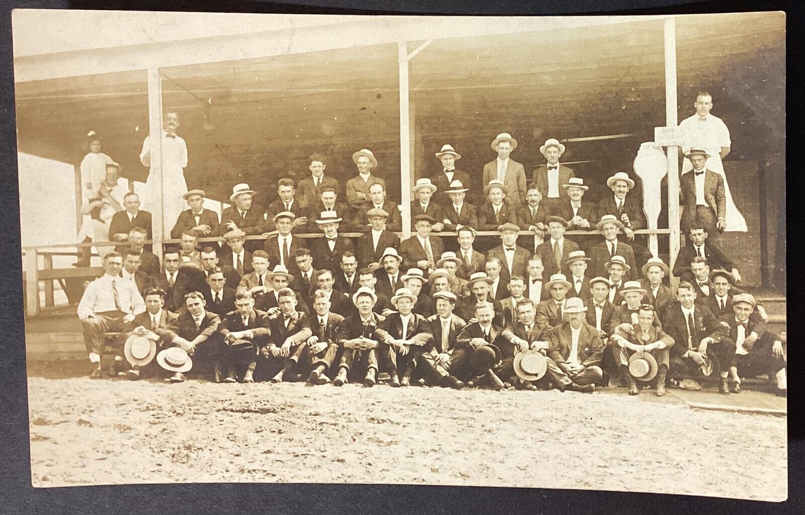 Large Group of Men RPPC Vintage Real Photo Postcard Unposted