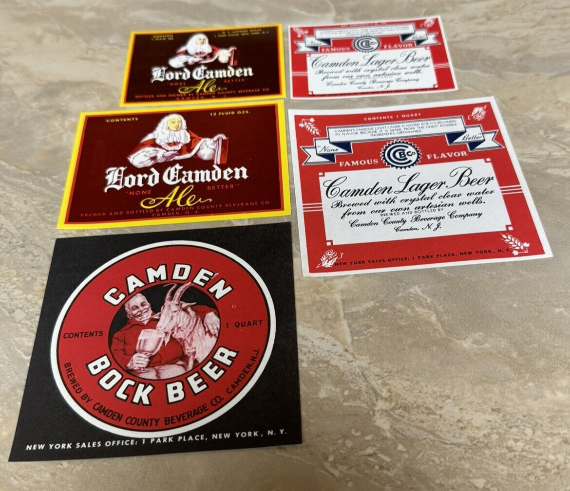 5 Different Vintage Camden Beer Labels Camden, New Jersey