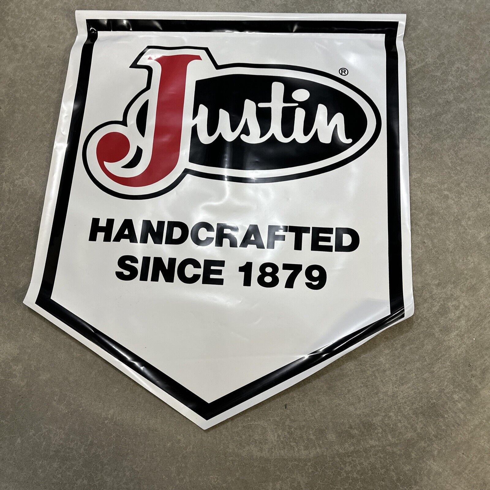Vintage Justin Boots Store Display Banner Sign 30”x36” Handcrafted Since 1879