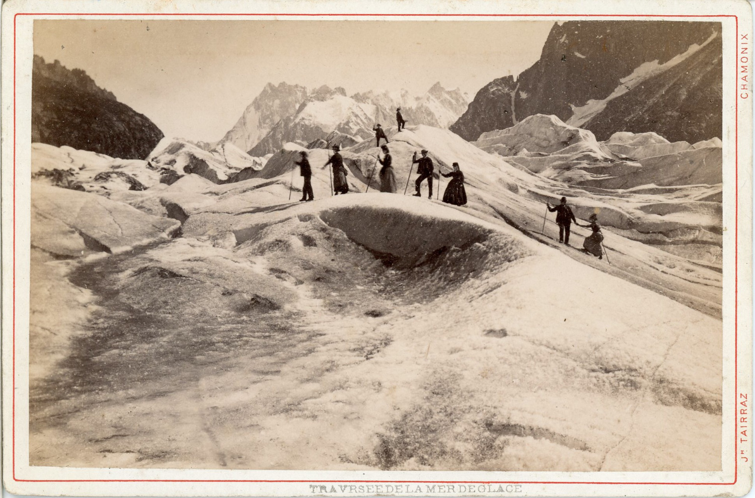 Jh. Tairraz, France, Crossing the Sea of Ice (Chamonix) Vintage albumen pri