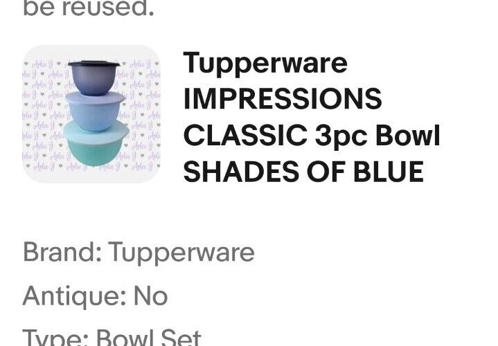 Tupperware IMPRESSIONS CLASSIC 3pc Bowl SHADES OF BLUE