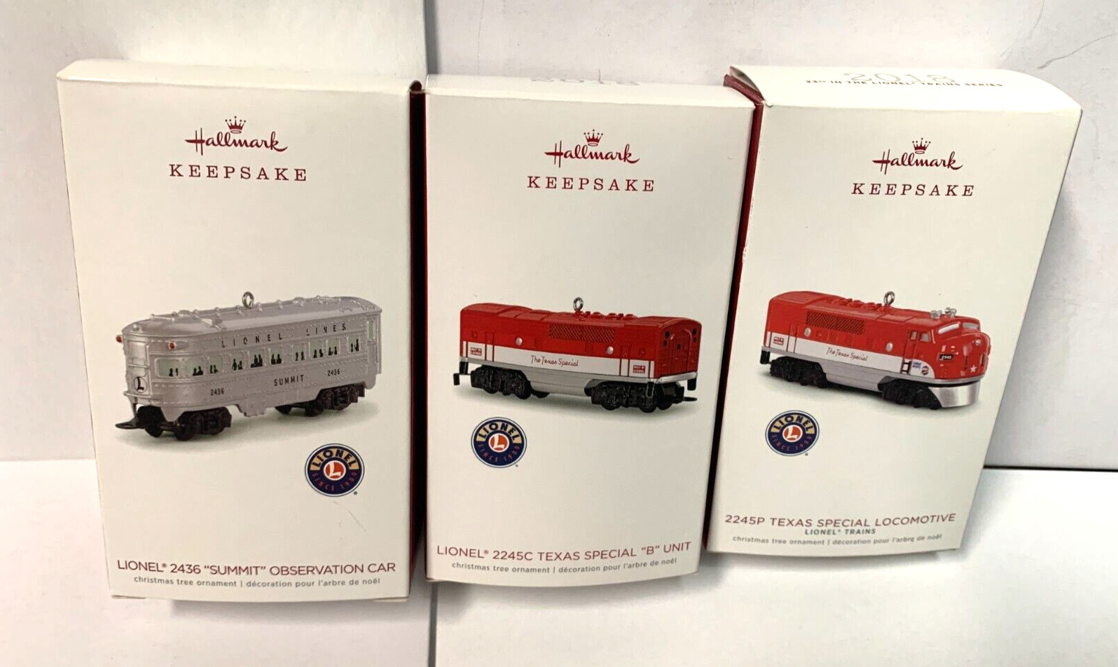 2018 Hallmark Keepsake Lionel Trains Ornament Complete set of 3  Texas Special