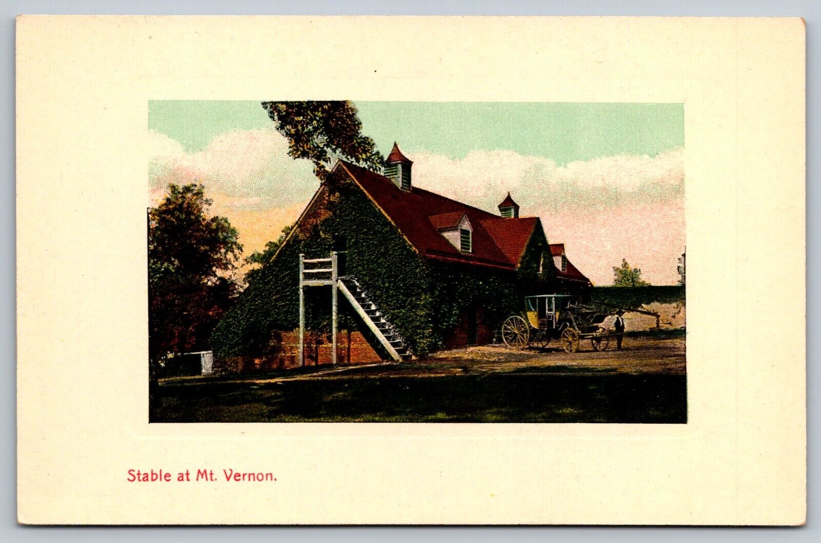Postcard Early View of Stable at Mt. Vernon VA