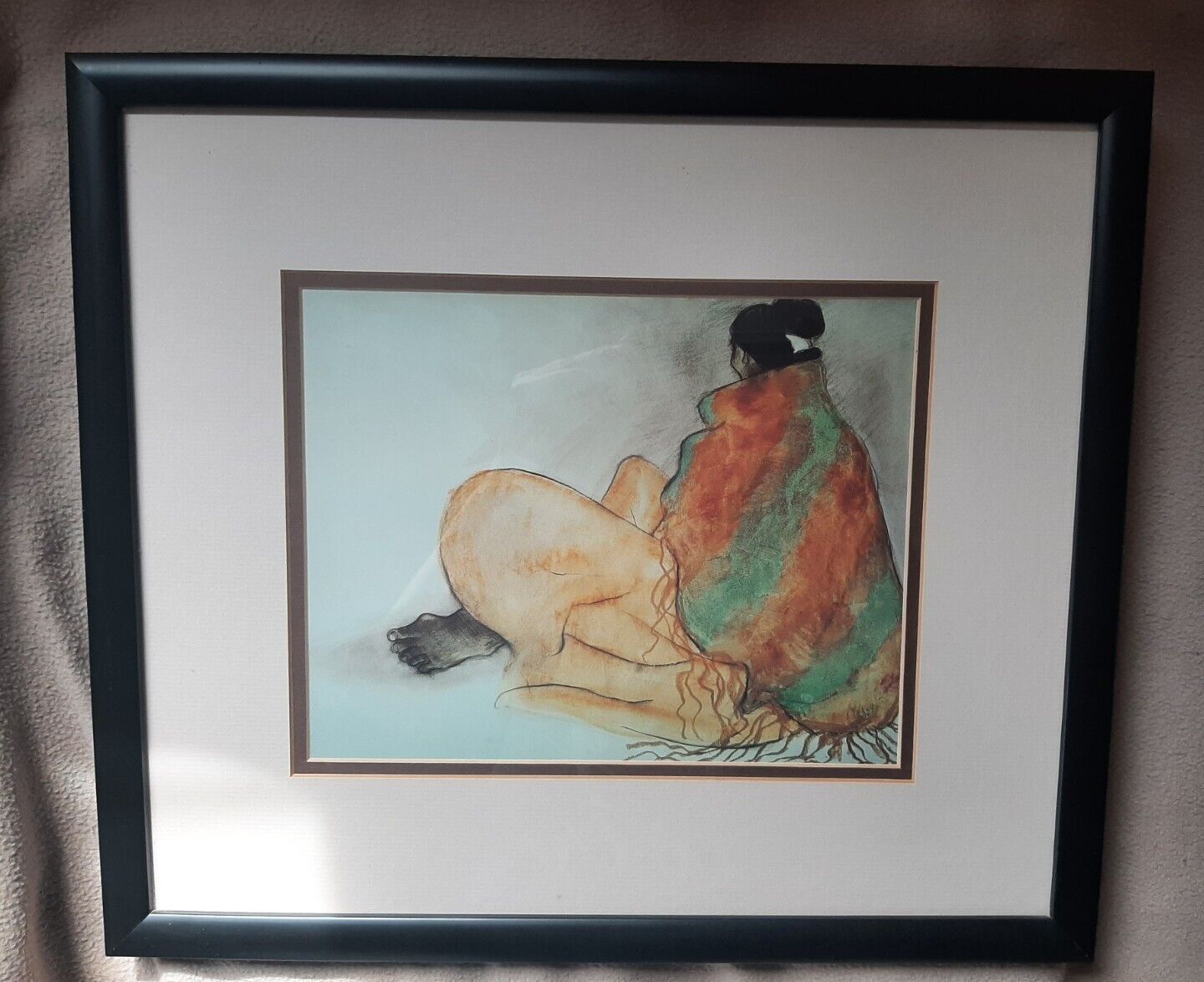 R.C.Gorman Native American Shaw Woman Framed 16x14\