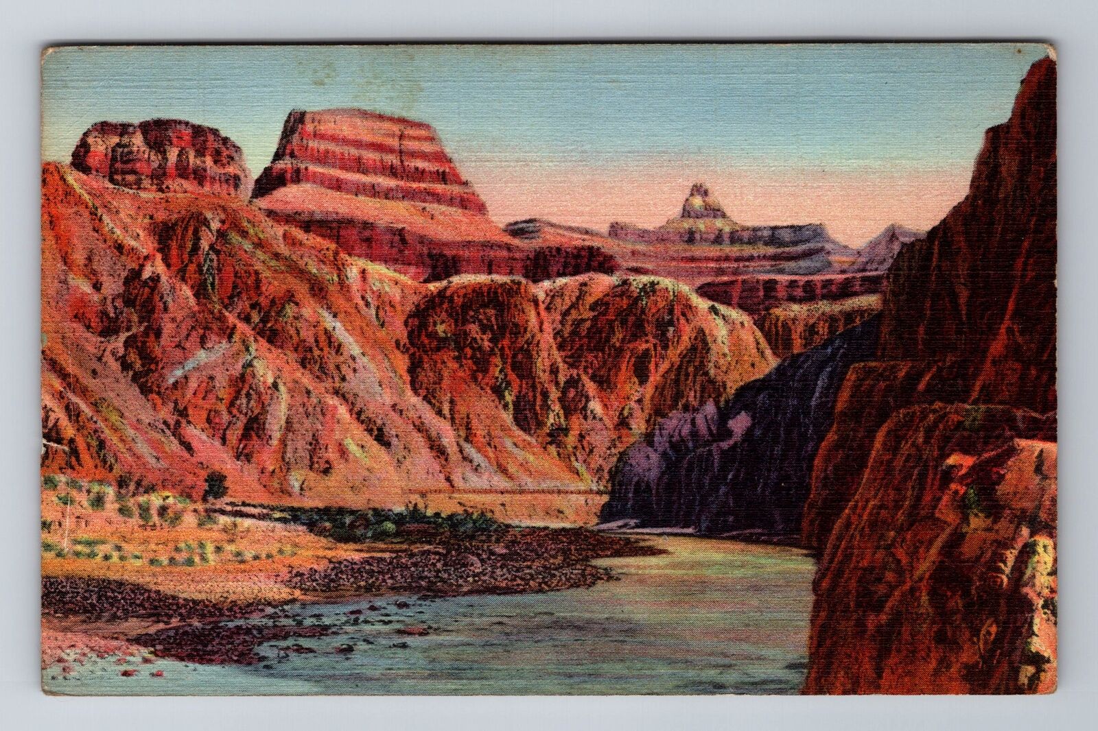 Grand Canyon AZ-Arizona, Colorful Zoroaster & Colorado River, Vintage Postcard