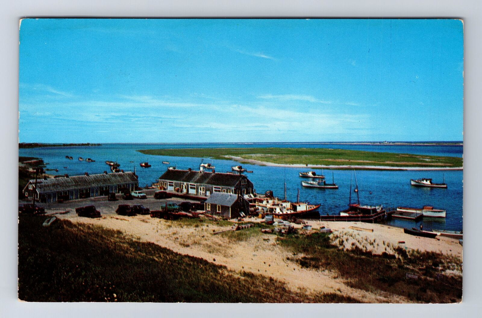 Cape Cod MA-Massachusetts, Fish Pier, Chatham, Antique, Vintage c1955 Postcard