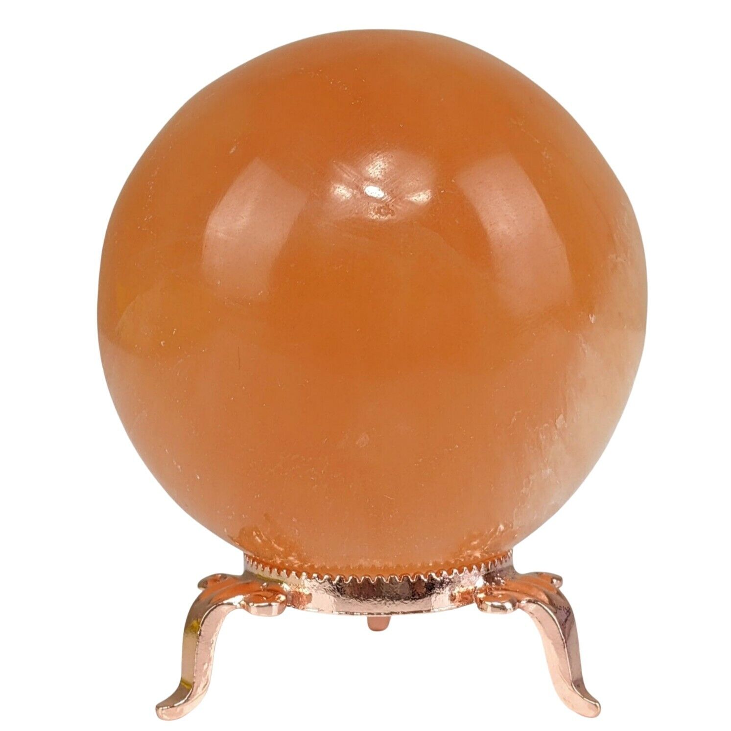 Orange Selenite Sphere w/Stand Orb Specimen Mineral Gypsum Crystal Ball Decor 