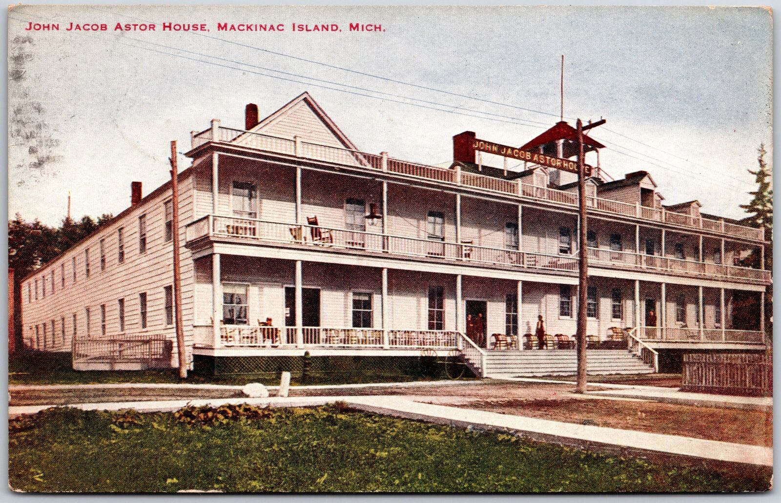 Mackinac Island Michigan MI, 1914 John Jacob Astor, House Residence, Postcard