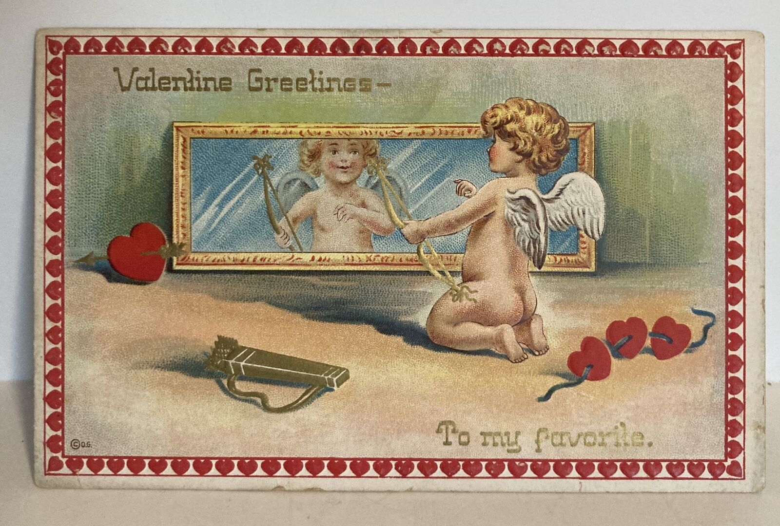 1910 Antique Cupid Valentine Greetings D. Goldie Postcard Embossed Post Card #62