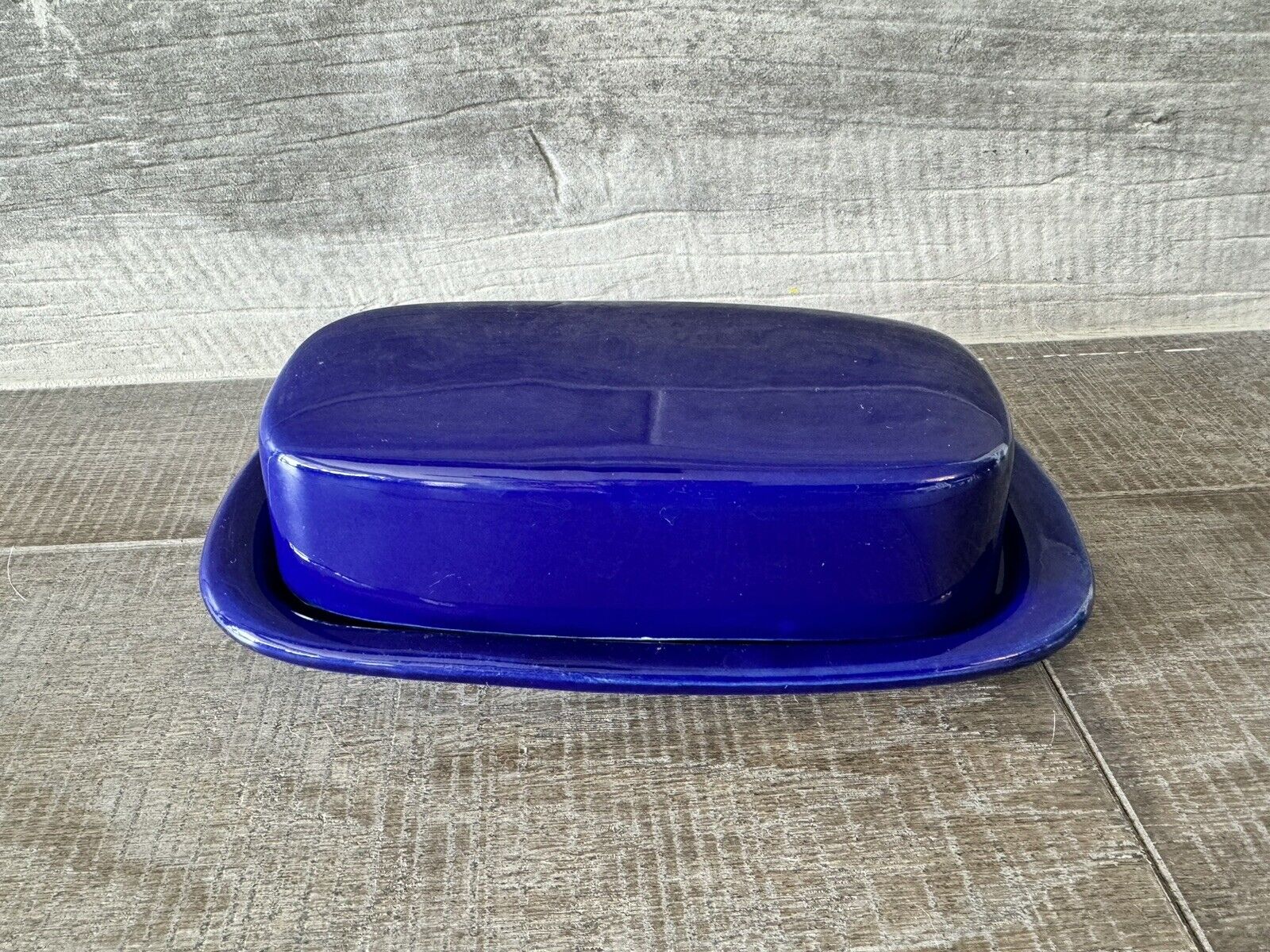 Vintage McCoy Pottery Cobalt Blue Covered Butter Dish 7013 USA