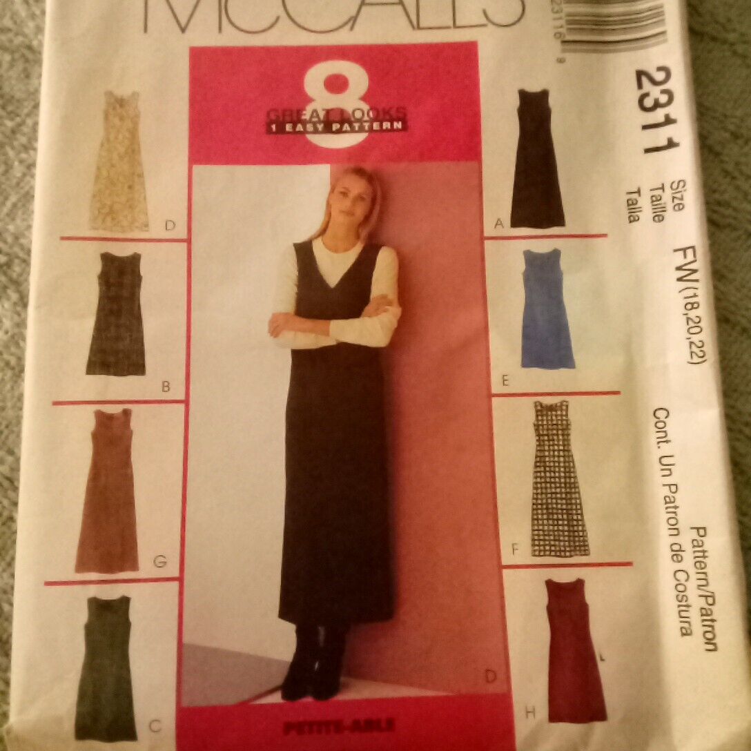 McCall\'s Uncut Pattern 2311 Size FW 18-22 Dress Or Jumper