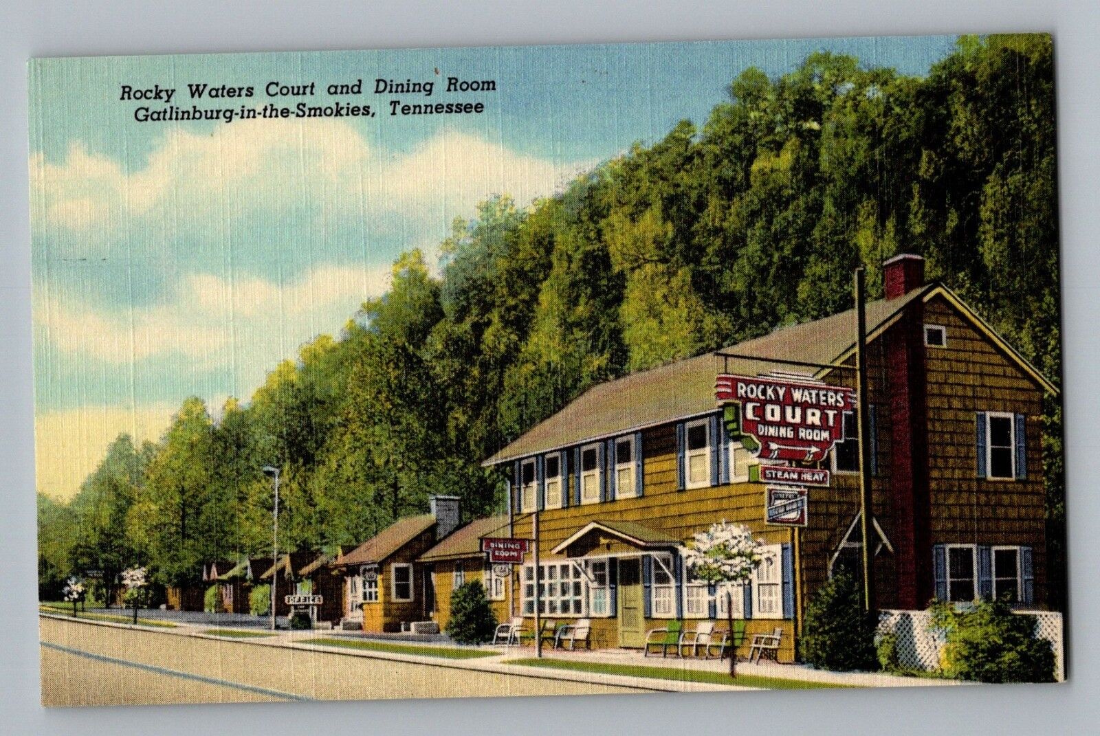 Gatlinburg Tennessee TN Rocky Waters Court Curt Teich Linen Postcard 1949