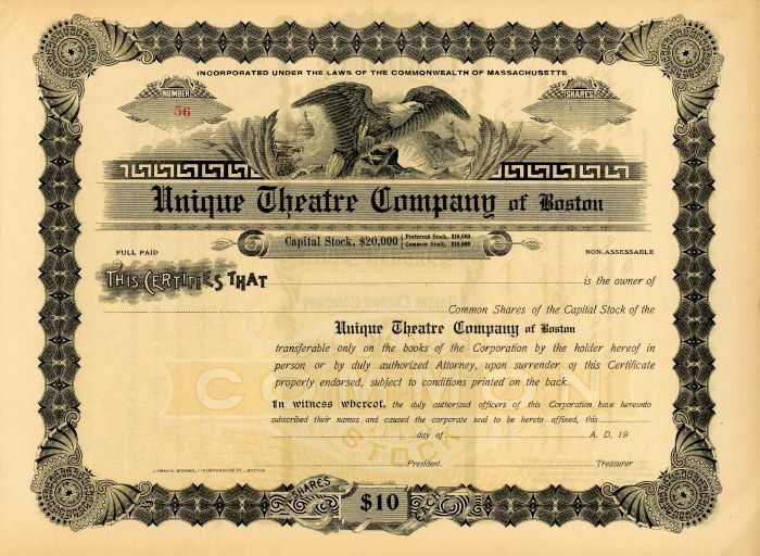 Unique Theatre Co. of Boston - Entertainment Stocks & Bonds