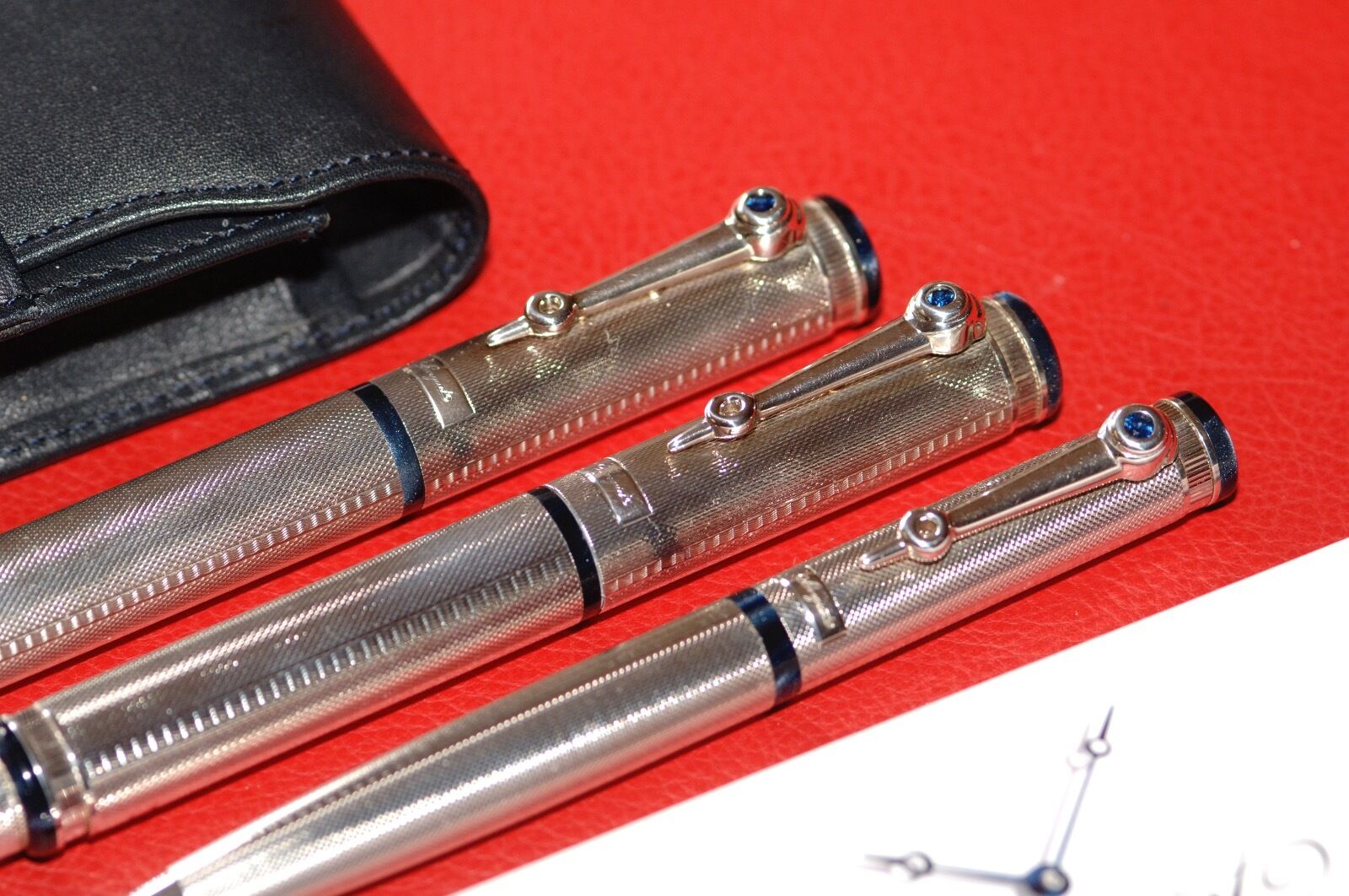BREGUET SILVER PEN SET - Fountain Pen, Rollerball, Ballpoint/Mechanical Pencil  