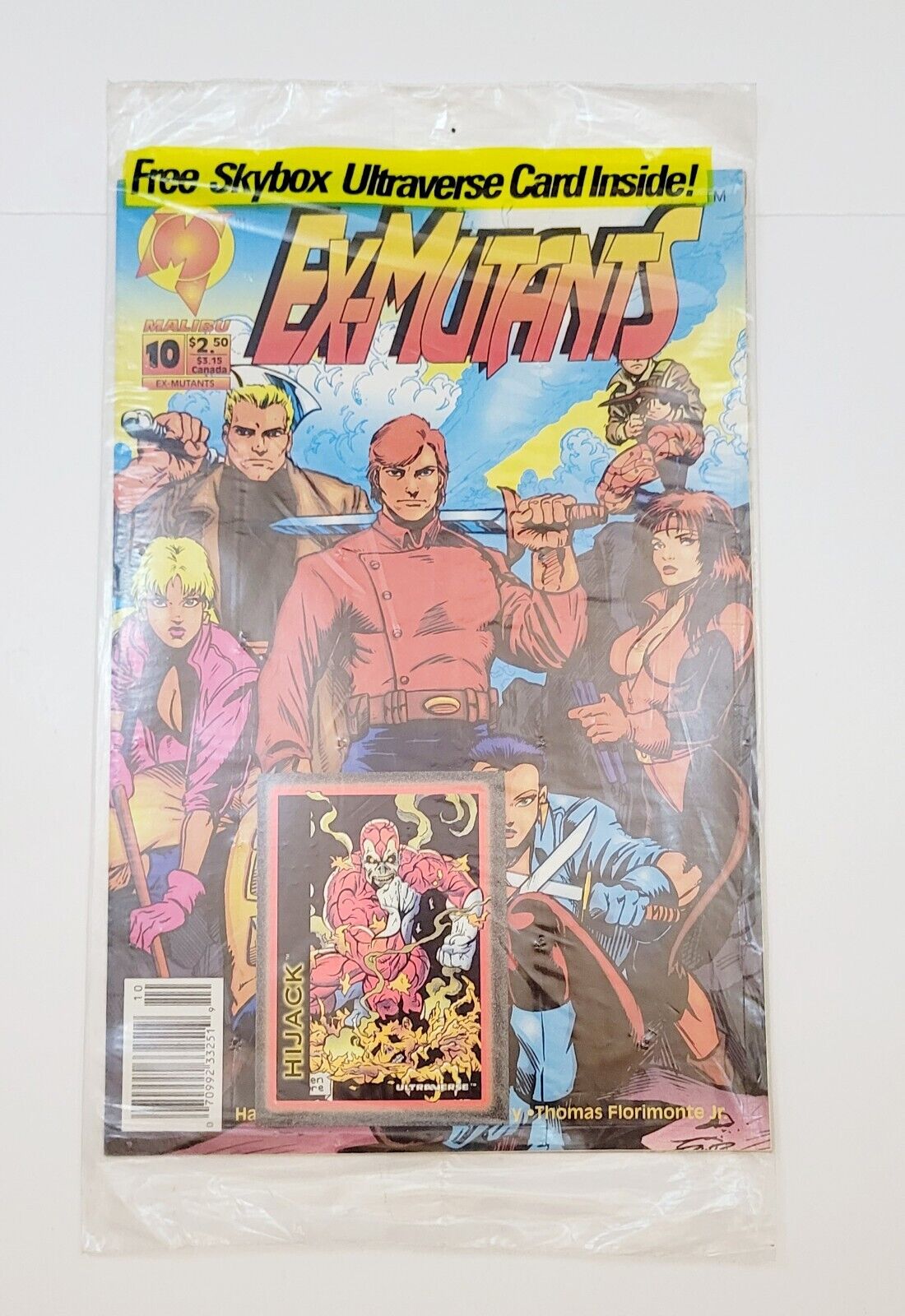 Ex-Mutants #10, Brand New Sealed (Malibu comics,1993) Skybox Hijack Trading Card