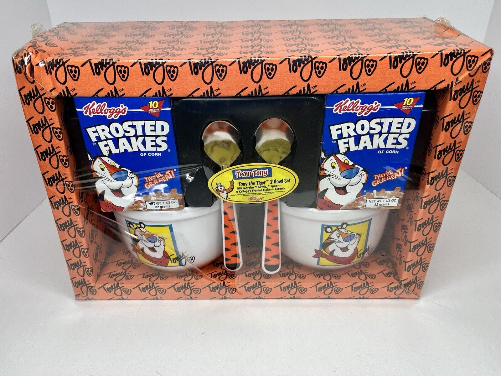 2001 Kelloggs Tony The Tiger 2 Bowl Cereal Set Frosted Flakes Sealed With Rips