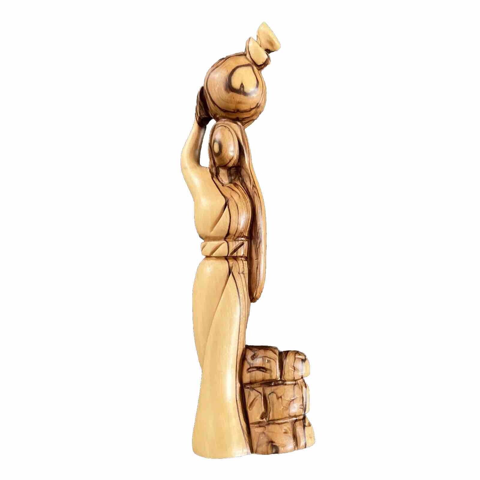 Hand Carved Olive Wood Figurine The Samaritan Woman at the Well Bible Sculpture