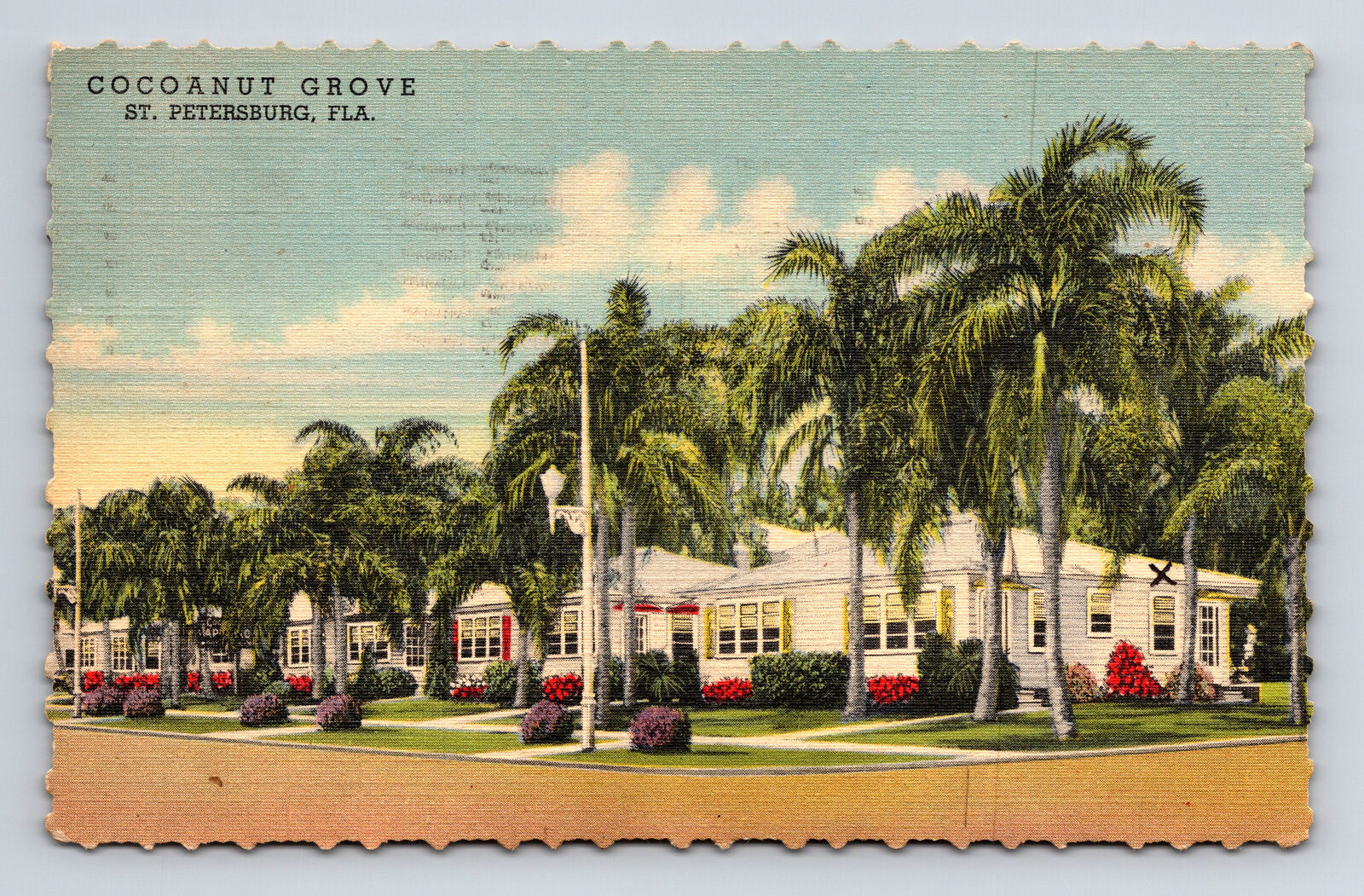 c1948 Cocoanut Grove Motel Cottages St. Petersburg Florida FL Postcard