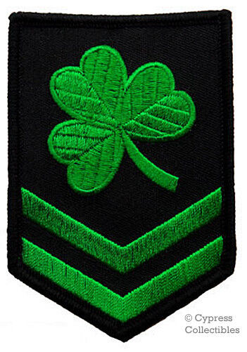 IRISH CLOVER MILITARY PATCH LUCKY SHAMROCK embroidered iron-on CHEVRON GREEN new