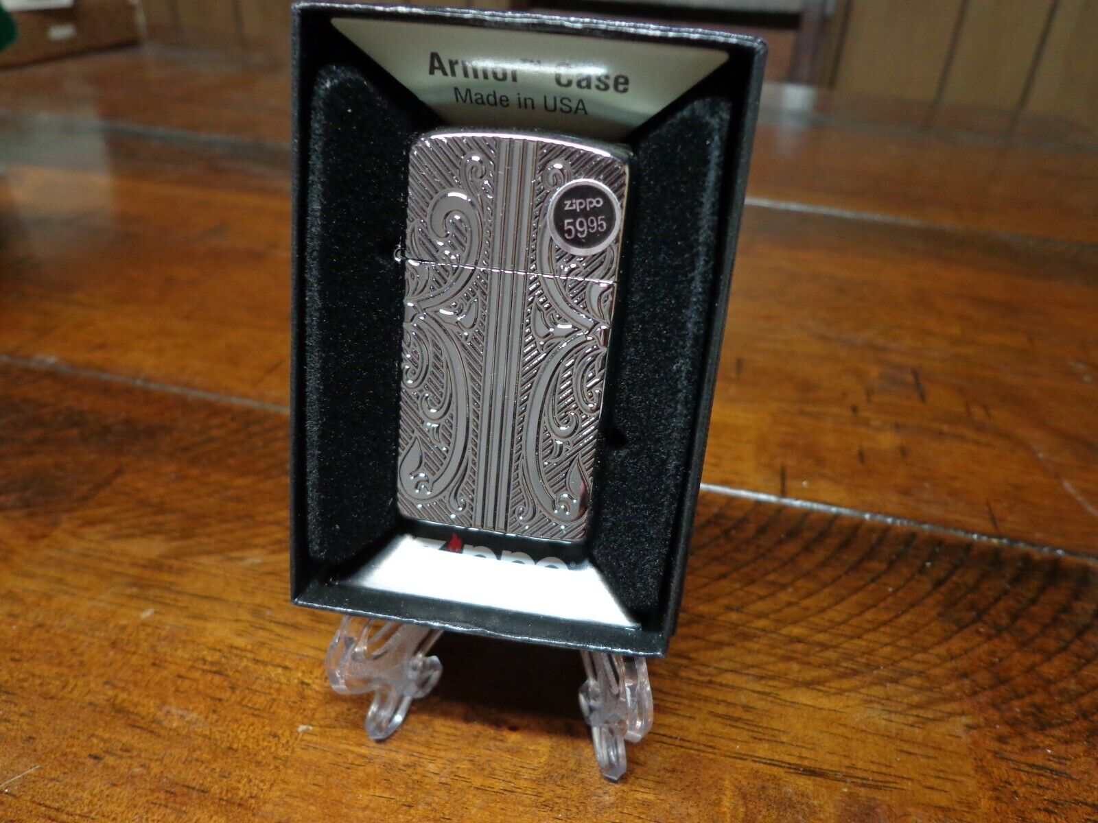 EXQUISITE 2 SIDED ARMOR SLIM ZIPPO LIGHTER MINT IN BOX 2016