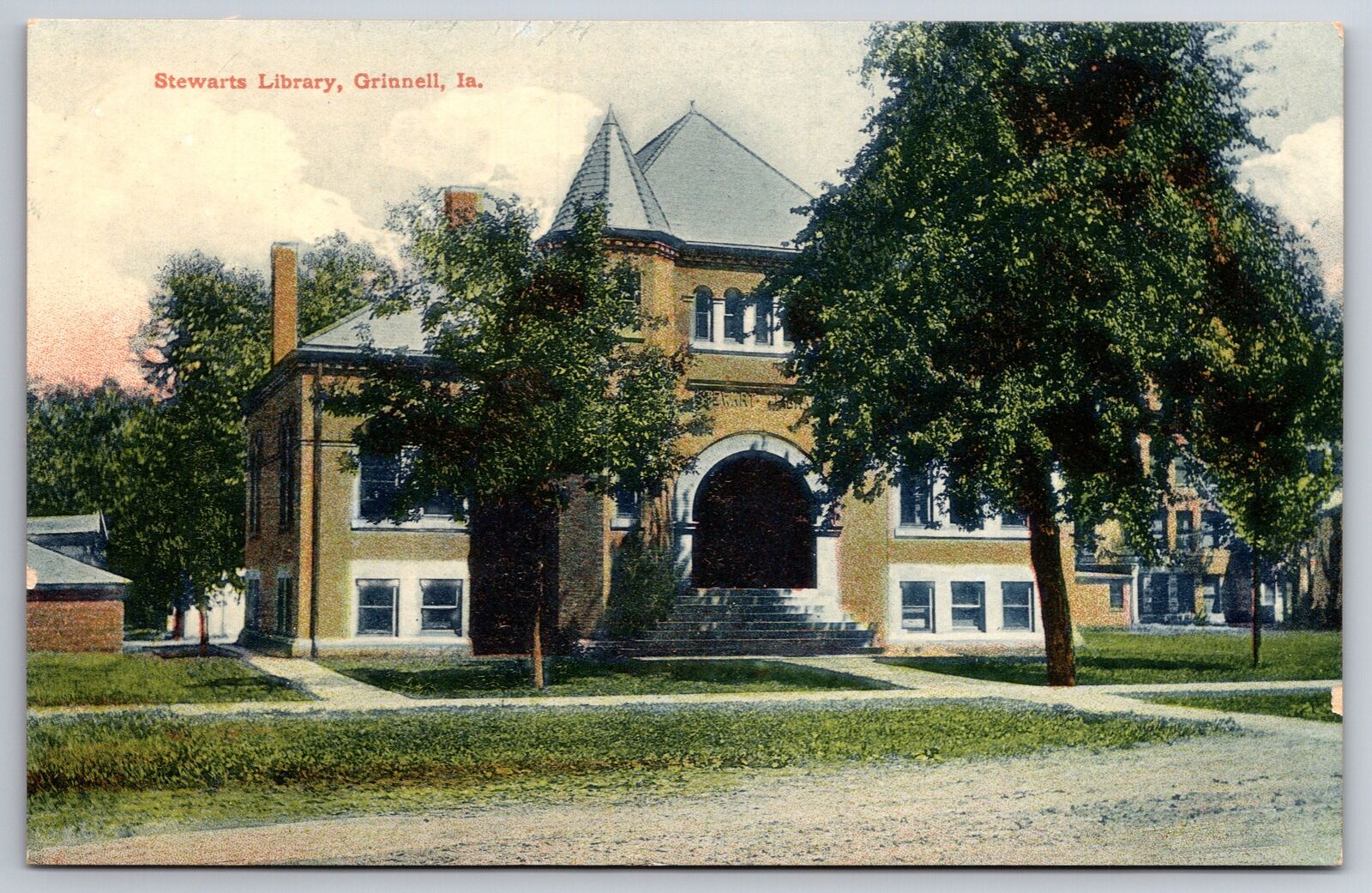 Grinnell Iowa~Stewarts Library~c1910 Postcard
