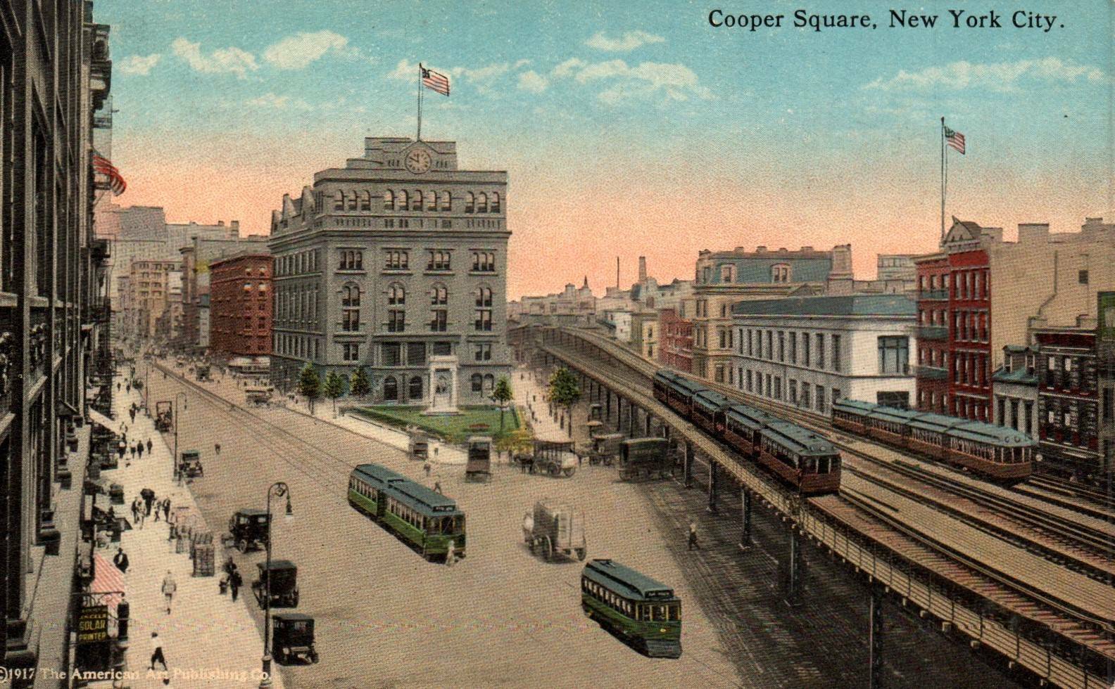 CPA - USA - NEW YORK CITY - Cooper Square (Tramway)