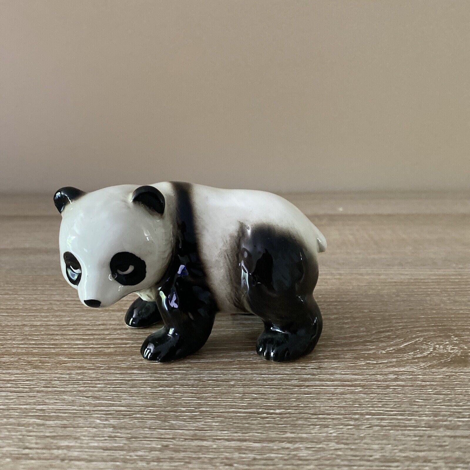 Vtg Panda Bear Figurine Standing All Fours Porcelain Hand Painted Japan 4\