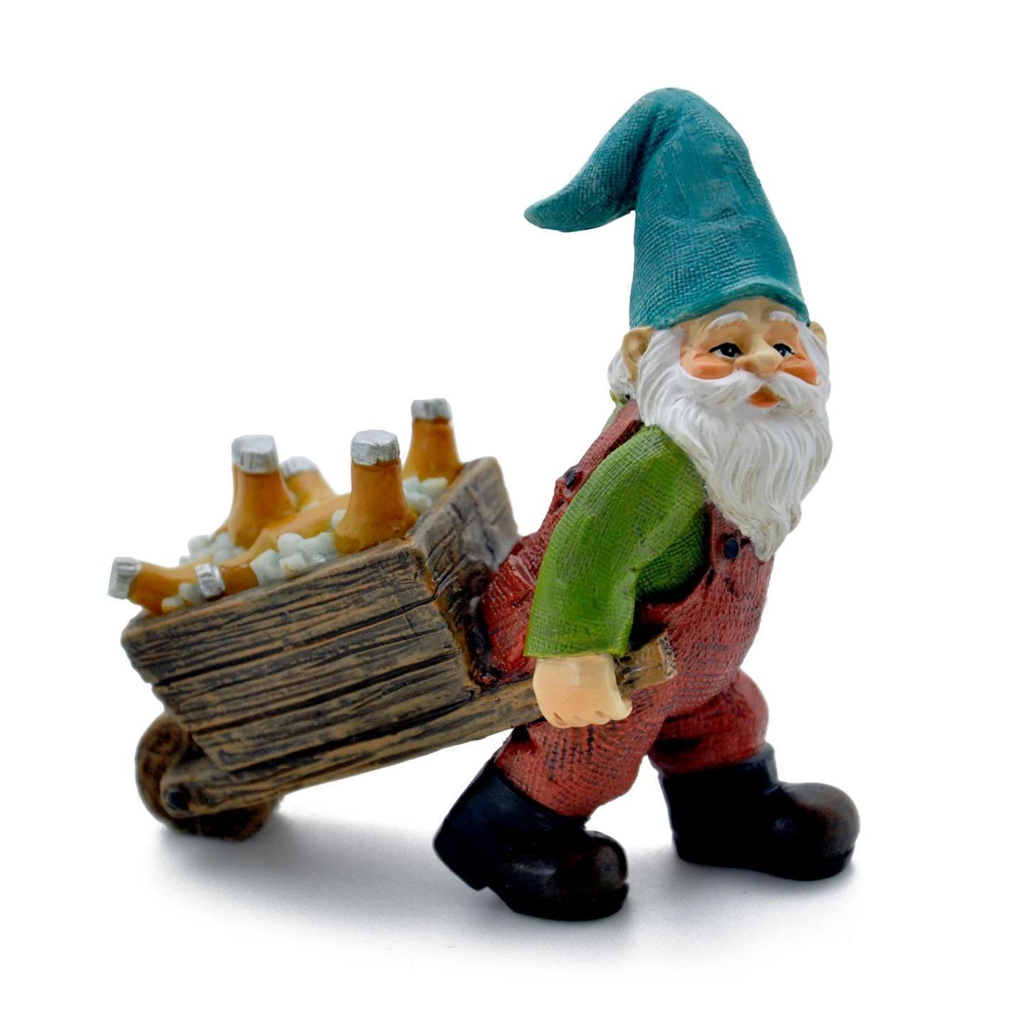Miniature Fairy Garden Gnome Pulling Beer Cart - Buy 3 Save $5